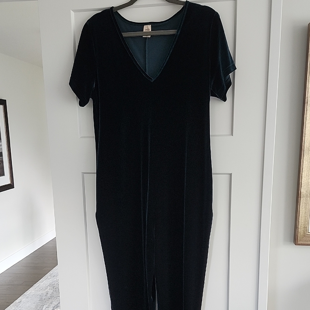 Smash + Tess Forest Green Velvet Romper